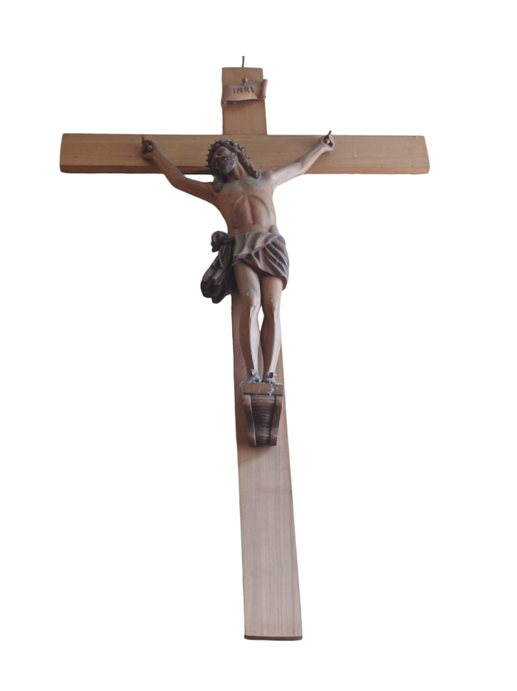 Cristo crucificado
Madera: Nogal
Tamaño: Alto 67 cm, alto de la cruz 140 cm